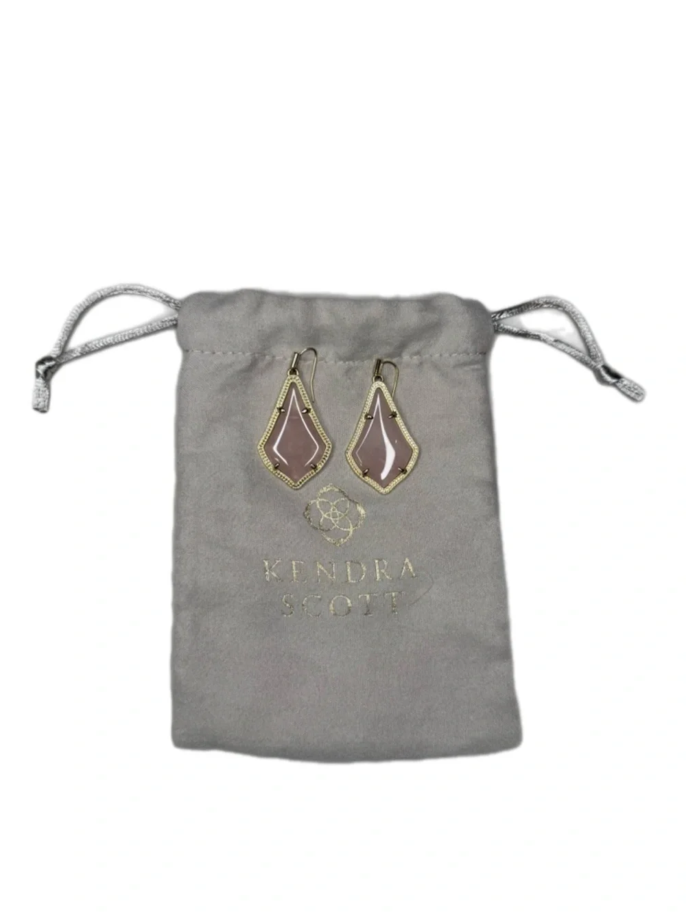 Gold Kendra Scott Pink Stone Fringe Necklace & Earrings Set
